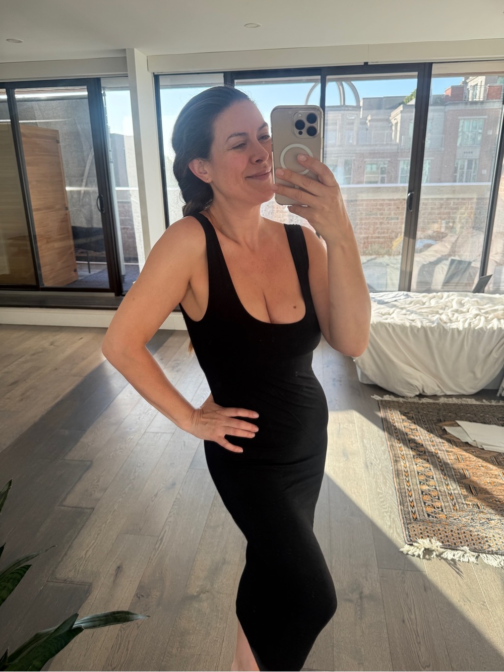 EMMYDEVEAUX Double-Layer Bodycon Midi Dress